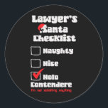 Naughty Nice Lawyer Christmas Checkliste Ugly Swea Runder Aufkleber<br><div class="desc">Naughty Nice Lawby Christmas Checkliste Ugly Sweater Party 1</div>