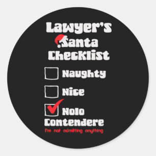 Naughty Nice Lawyer Christmas Checkliste Ugly Swea Runder Aufkleber