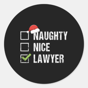 Naughty Nice Lawyer Weihnachtsmannmütze Law Weihna Runder Aufkleber