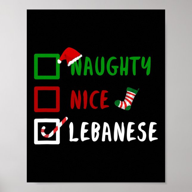 Naughty Nice Libanon Funny Libanon Weihnachtsgesan Poster (Vorne)