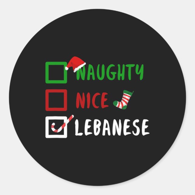 Naughty Nice Libanon Funny Libanon Weihnachtsgesan Runder Aufkleber (Vorderseite)