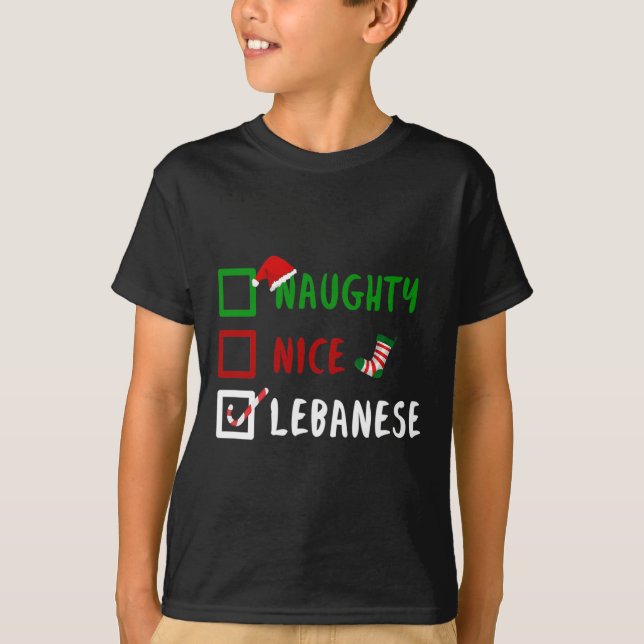 Naughty Nice Libanon Funny Libanon Weihnachtsgesan T-Shirt (Vorderseite)