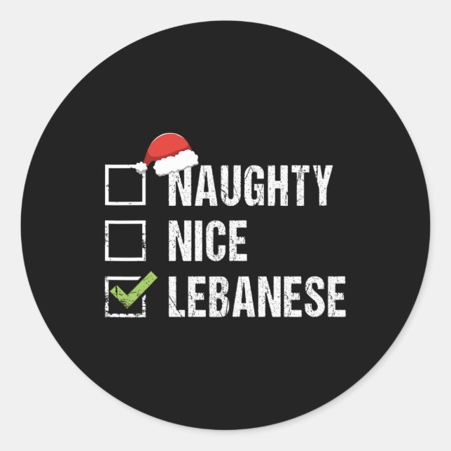 Naughty Nice Libanon Weihnachtsgeschenk Runder Aufkleber (Vorderseite)