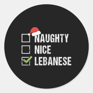 Naughty Nice Libanon Weihnachtsgeschenk Runder Aufkleber