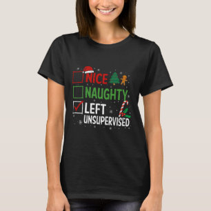 Naughty Nice Links unbeaufsichtigt Weihnachts Paja T-Shirt