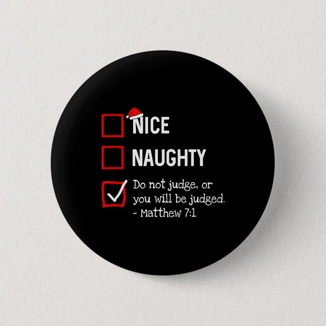 Naughty Nice List Funny Religious Christlich Chris Button (Vorderseite)