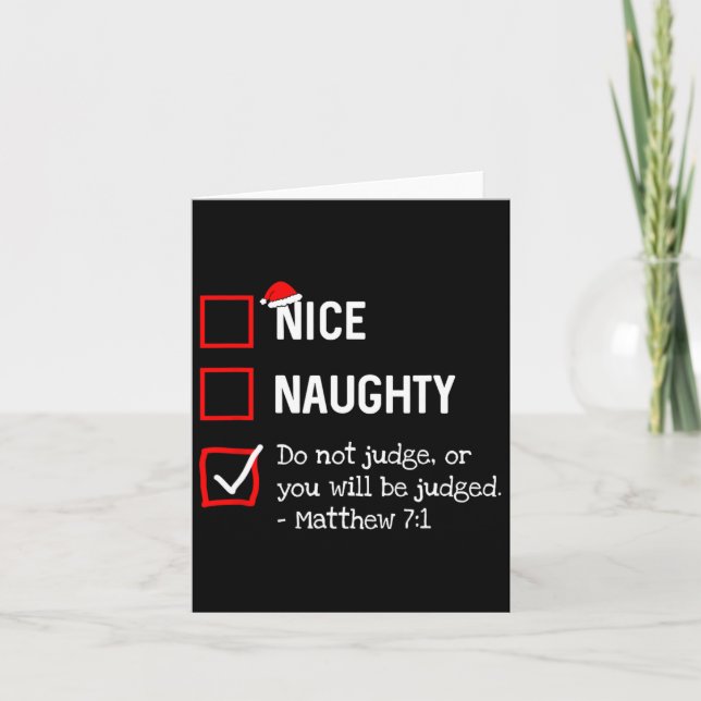 Naughty Nice List Funny Religious Christlich Chris Karte (Vorderseite)