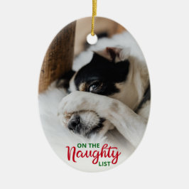 Naughty Nice List Hund 2 Foto Keramik Ornament