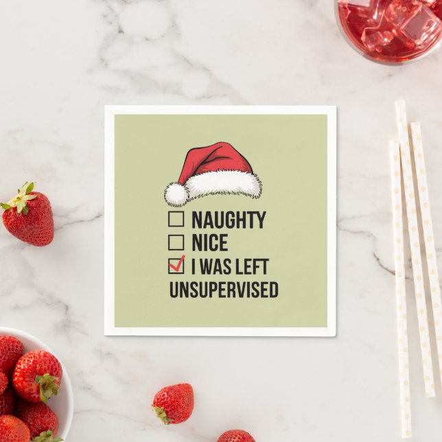 Naughty Nice List I wurde unbeaufsichtigt Weihnach Serviette (Beispiel)