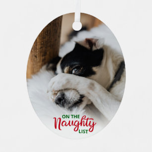 Naughty Nice Liste 2 Foto Hund Ornament Aus Metall
