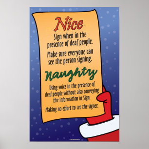 Naughty / Nice Liste für ASL Studenten. Poster