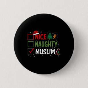 Naughty Nice Muslim Christmas Pajamas Santa Claus Button