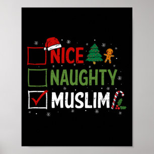 Naughty Nice Muslim Christmas Pajamas Santa Claus Poster