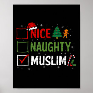 Naughty Nice Muslim Christmas Pajamas Santa Claus Poster
