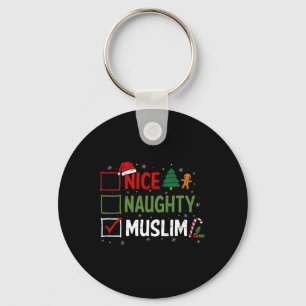 Naughty Nice Muslim Christmas Pajamas Santa Claus Schlüsselanhänger