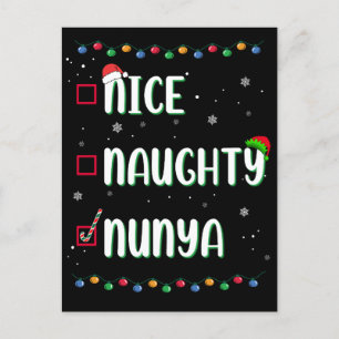 Naughty Nice Nunya Business Santa Weihnachten Weih Postkarte