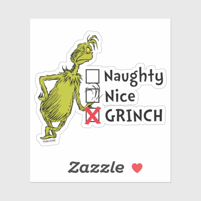 Naughty, Nice oder Grinch Aufkleber (Blatt)