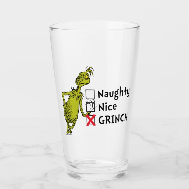 Naughty, Nice oder Grinch Zitat Glas (Vorderseite)