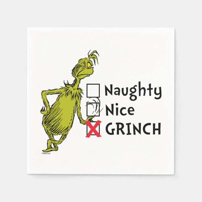 Naughty, Nice oder Grinch Zitat Serviette (Vorderseite)