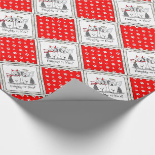 Naughty & Nice Old English Sheepdogs (Gray 1) Geschenkpapier