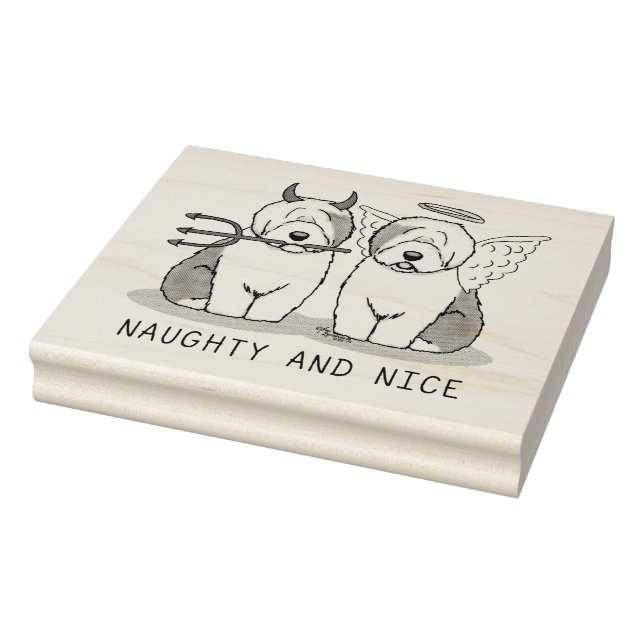 Naughty & Nice Old English Sheepdogs (Gray 1) Gummistempel (Stempel)