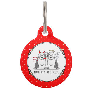 Naughty & Nice Old English Sheepdogs (Gray 1) Haustiermarke