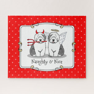 Naughty & Nice Old English Sheepdogs (Gray 1) Puzzle
