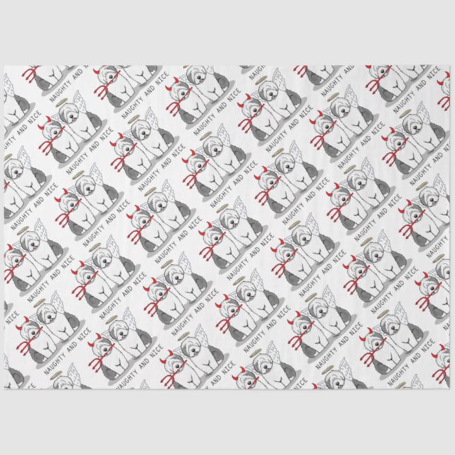 Naughty & Nice Old English Sheepdogs (Gray 1) Seidenpapier (Vorderseite)