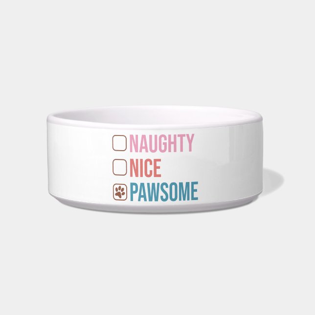Naughty Nice Pawsome Christmas List Dog Napf (Vorderseite)