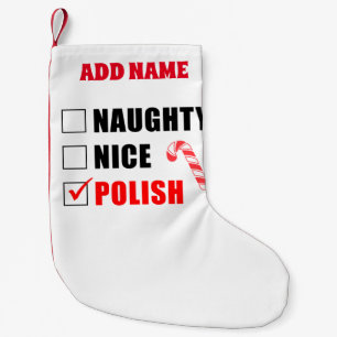 Naughty Nice Polnisch Personalisiert Kleiner Weihnachtsstrumpf