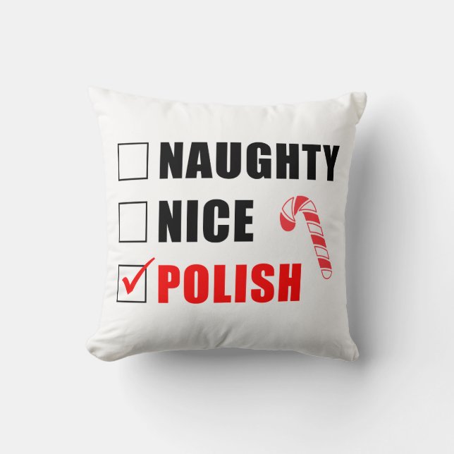Naughty Nice polnischen Weihnachtsdesign Kissen (Vorderseite)