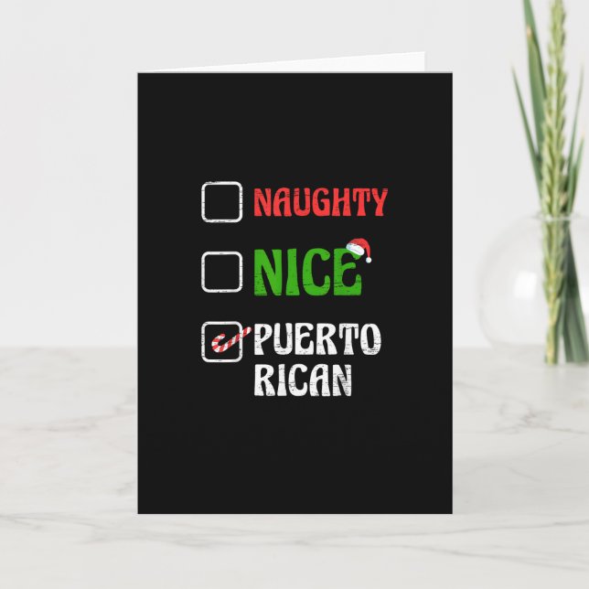 Naughty Nice Puertorican Santa Holiday Sweet Karte (Vorderseite)