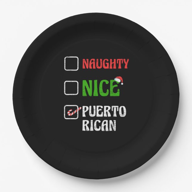 Naughty Nice Puertorican Santa Holiday Sweet  Pappteller (Vorderseite)