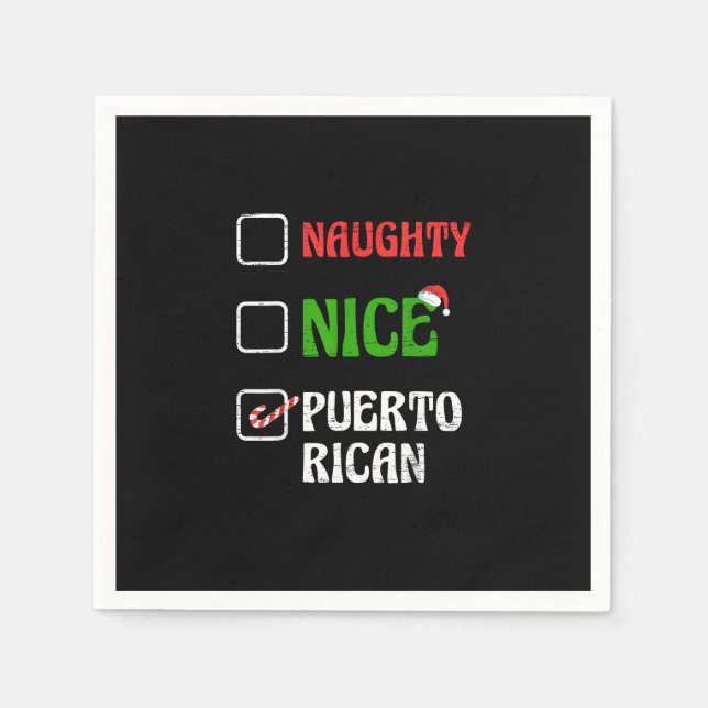 Naughty Nice Puertorican Santa Holiday Sweet  Serviette (Vorderseite)