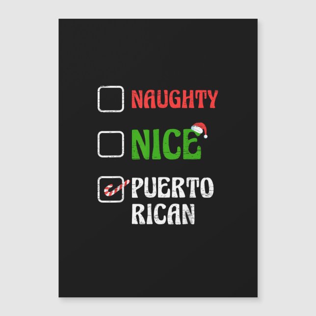 Naughty Nice Puertorican Weihnachtsmann Holiday Sü Magnetkarte (Vorderseite)