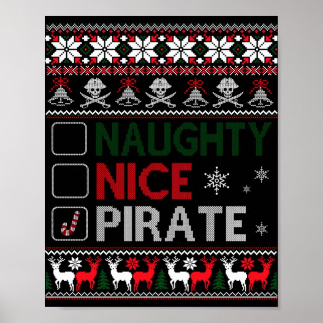 Naughty Nice Rate Funny Christmas Checklist Ugly  Poster (Vorne)