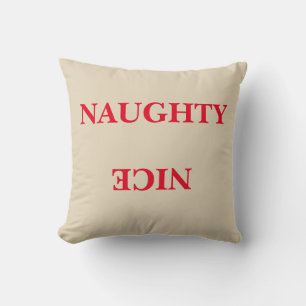 Naughty Nice Red Text Christmas Kissen