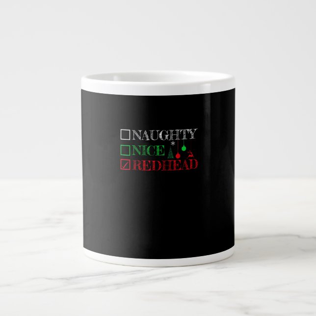 Naughty Nice Redhead Christmas Funny Holiday  Jumbo-Tasse (Vorderseite)