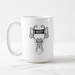 Naughty Nice Reindeer Funny Christmas Antlers Kaffeetasse