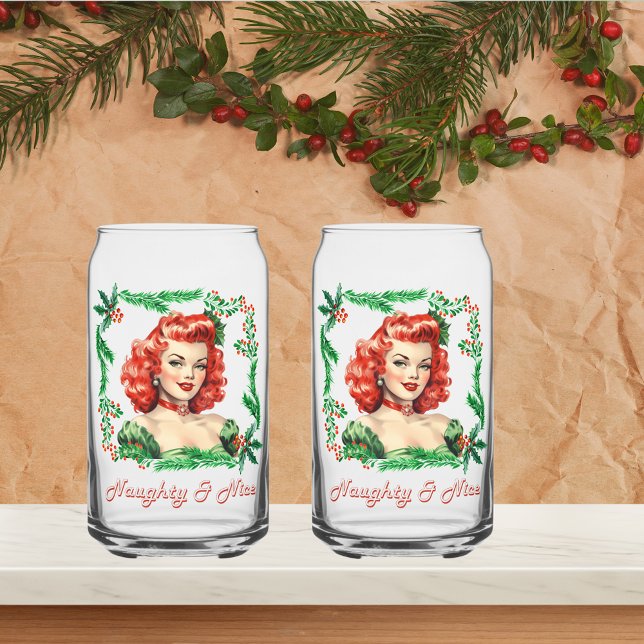 Naughty & Nice Retro Christmas Pinup Dosenglas (Von Creator hochgeladen)