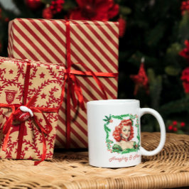 Naughty & Nice Retro Christmas Pinup Kaffeetasse