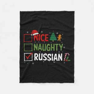 Naughty Nice Russian Christmas Pajamas Santa Claus Fleecedecke