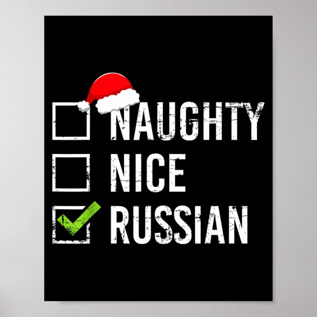 Naughty Nice Russian Shirt Santa Funny Russia Chri Poster (Vorne)