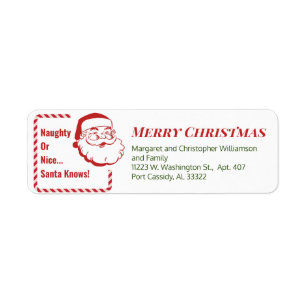Naughty Nice Santa Christmas Red Candy Cane