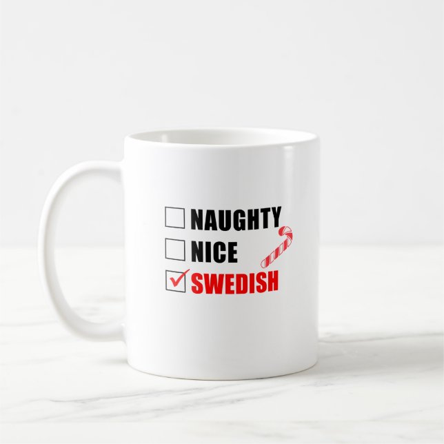 Naughty Nice Swedish Christmas Design Coffee Tasse (Links)