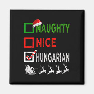 Naughty Nice Ungarisch Christmas Pajamas Funny San Magnet