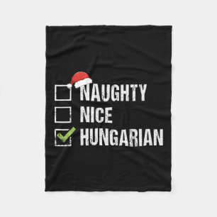 Naughty Nice Ungarisch Ungarn Weihnachtsgif Fleecedecke