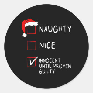 Naughty Nice unschuldig bis schuldig Weihnachten M Runder Aufkleber