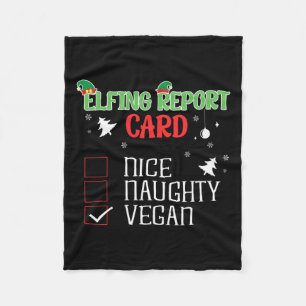 Naughty Nice Vegan Report Card passt zu Weihnachte Fleecedecke
