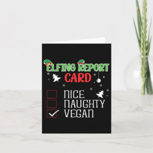 Naughty Nice Vegan Report Card passt zu Weihnachte Karte